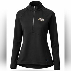 Cutter & Buck Baltimore Ravens Quarter Zip Pullover Black NFL Performance Sz S.